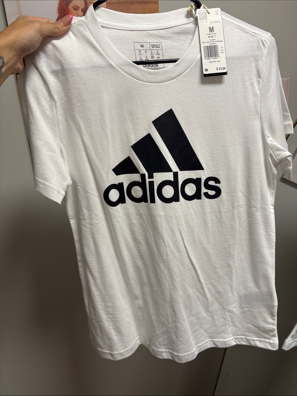 Women’s medium white adidas White T-Shirt with Black Logo - Picture 5 of 5
